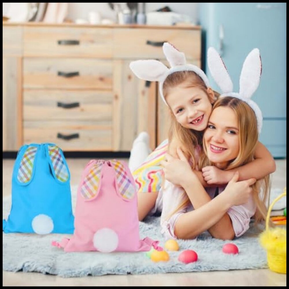 Canvas Drawstring Bunny Backpack Reusable Treat B… - image 6